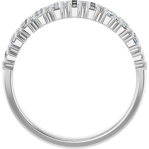 14K White Gold Straight Baguette 2.4 X 1.2 Mm Polished 7/8 Ctw Lab-Grown Diamond Double Row Anniversary Band Size 7