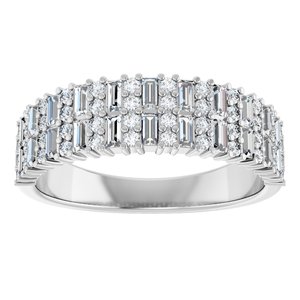 14K White Gold Straight Baguette 2.4 X 1.2 Mm Polished 7/8 Ctw Lab-Grown Diamond Double Row Anniversary Band Size 7