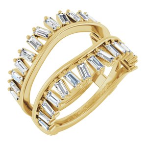 14K Yellow Gold Lab-Grown Diamond Straight Baguette 2.8 X 1.4 Mm Lab-Grown Diamond Polished 9/8 Ctw Lab-Grown Diamond Ring Guard Size 7
