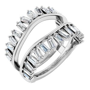 14K White Gold Lab-Grown Diamond Straight Baguette 2.8 X 1.4 Mm Lab-Grown Diamond Polished 9/8 Ctw Lab-Grown Diamond Ring Guard Size 7