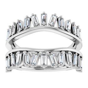14K White Gold Lab-Grown Diamond Straight Baguette 2.8 X 1.4 Mm Lab-Grown Diamond Polished 9/8 Ctw Lab-Grown Diamond Ring Guard Size 7
