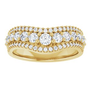 14K Yellow Gold Lab-Grown Diamond Round 3.1 Mm Lab-Grown Diamond Polished 1 Ctw Lab-Grown Diamond Accented Contour Band Size 7