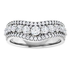 14K White Gold Lab-Grown Diamond Round 3.1 Mm Lab-Grown Diamond Polished 1 Ctw Lab-Grown Diamond Accented Contour Band Size 7