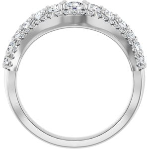 14K White Gold Lab-Grown Diamond Round 3.1 Mm Lab-Grown Diamond Polished 1 Ctw Lab-Grown Diamond Accented Contour Band Size 7
