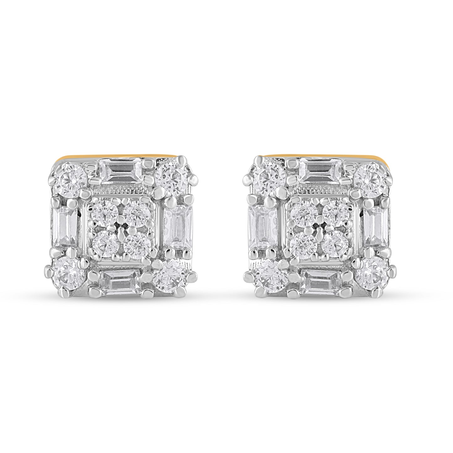 10K Yellow Gold Diamond Square Earrings