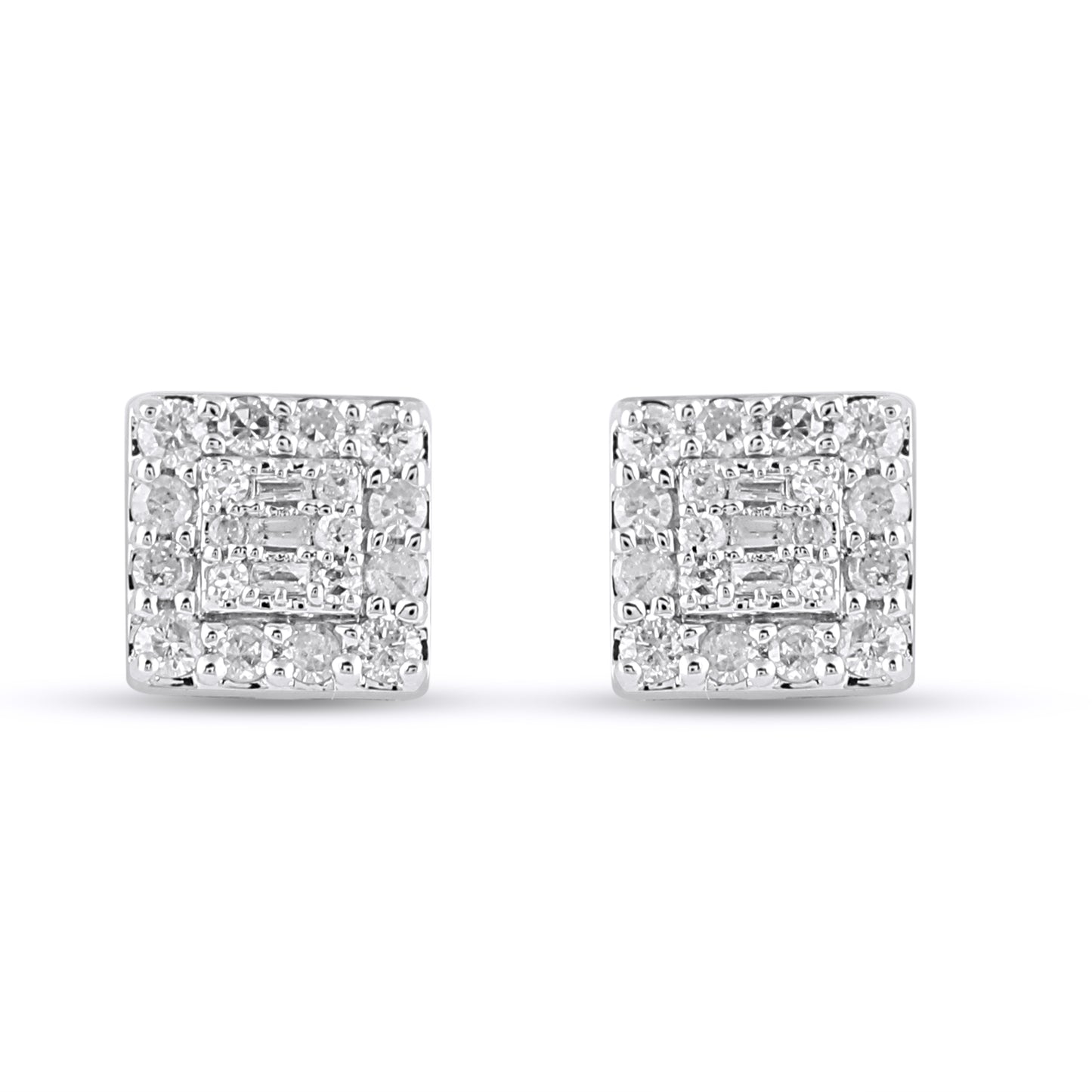 10K Yellow Or White Gold Diamond Square Earrings