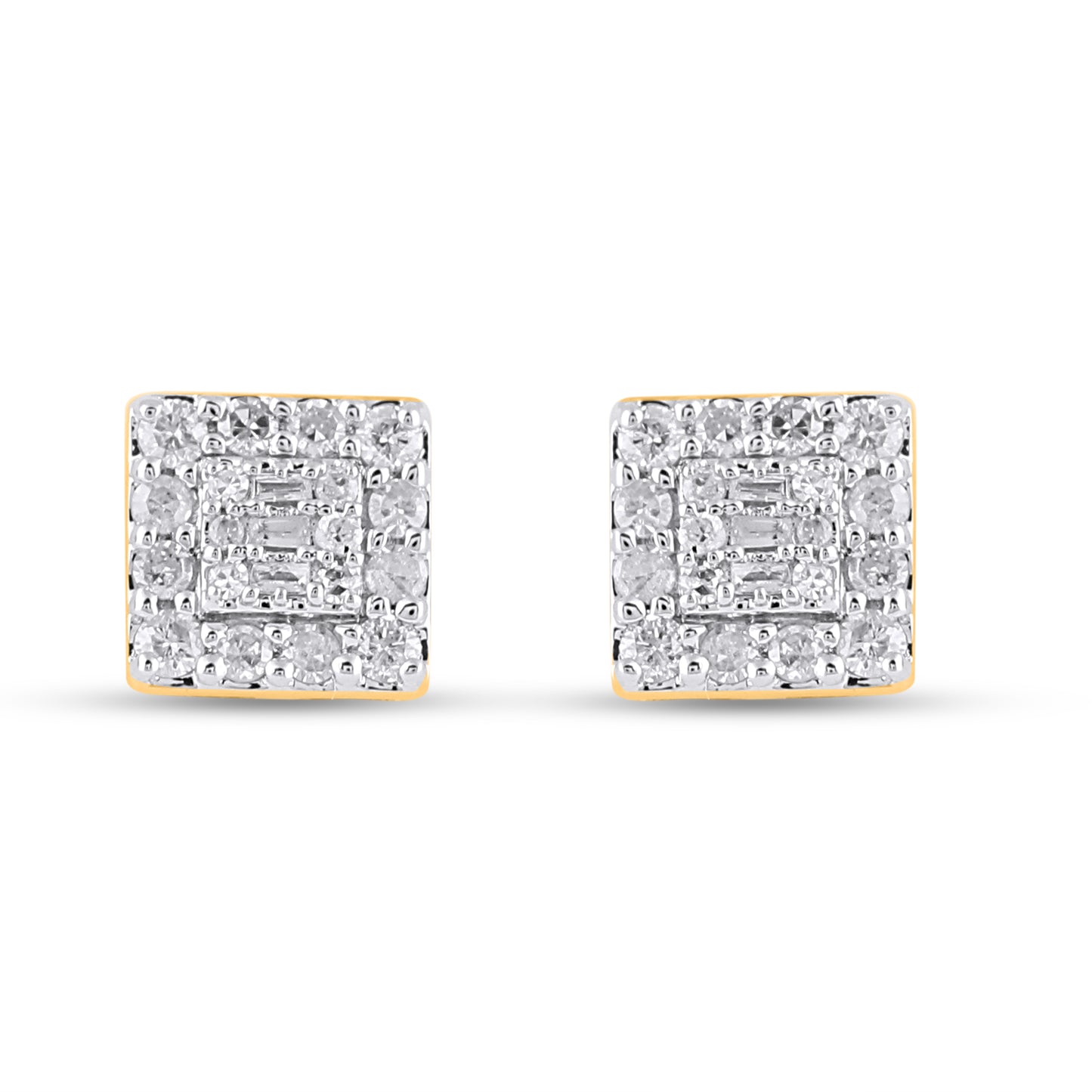 10K Yellow Or White Gold Diamond Square Earrings