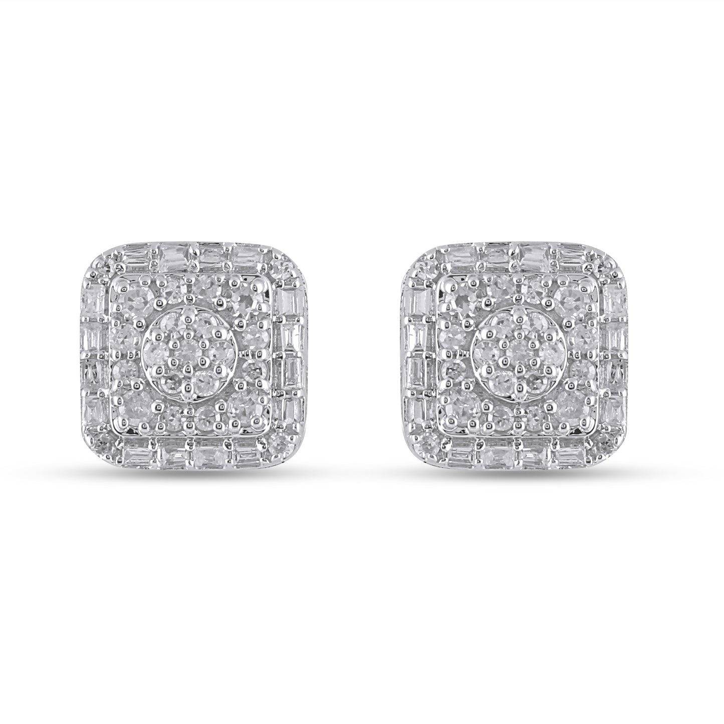10K Yellow Or White Gold Diamond Square Earrings