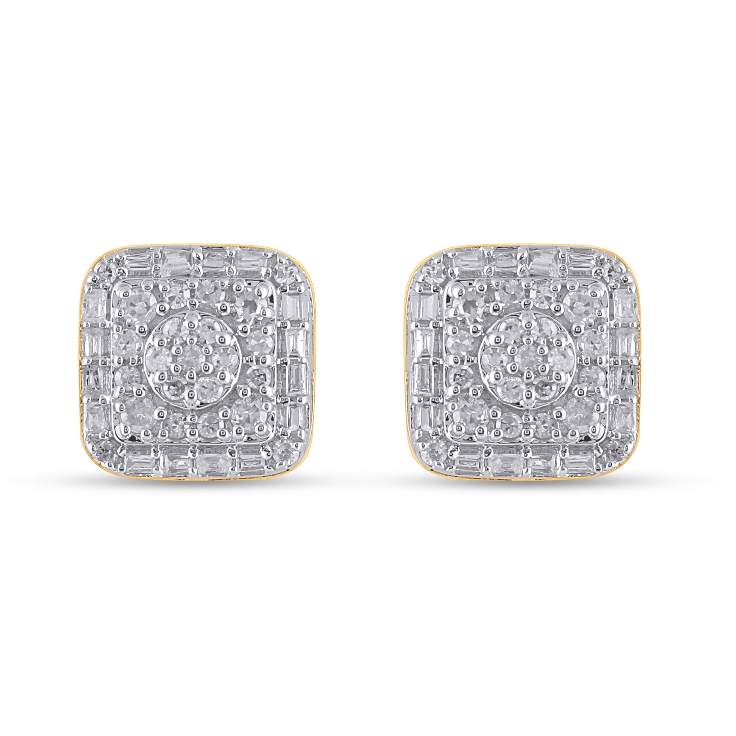 10K Yellow Or White Gold Diamond Square Earrings