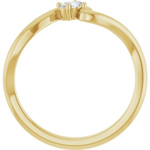 14K Yellow Gold Oval  4 X 3 Mm Polished 1/6 Ct Natural Diamond Freeform Solitaire Ring Size 7