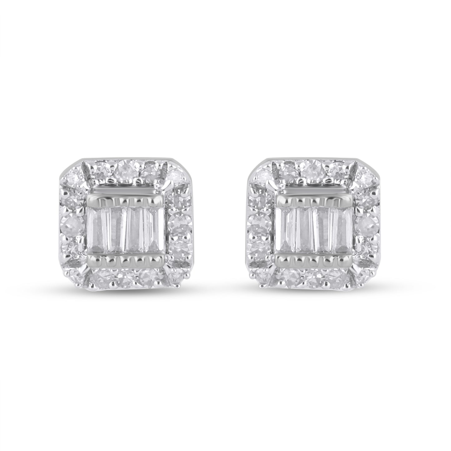 10K Yellow Or White Gold 0.25 Cttw Diamond Square Earrings
