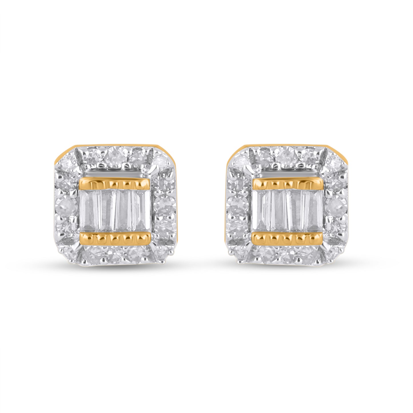 10K Yellow Or White Gold 0.25 Cttw Diamond Square Earrings