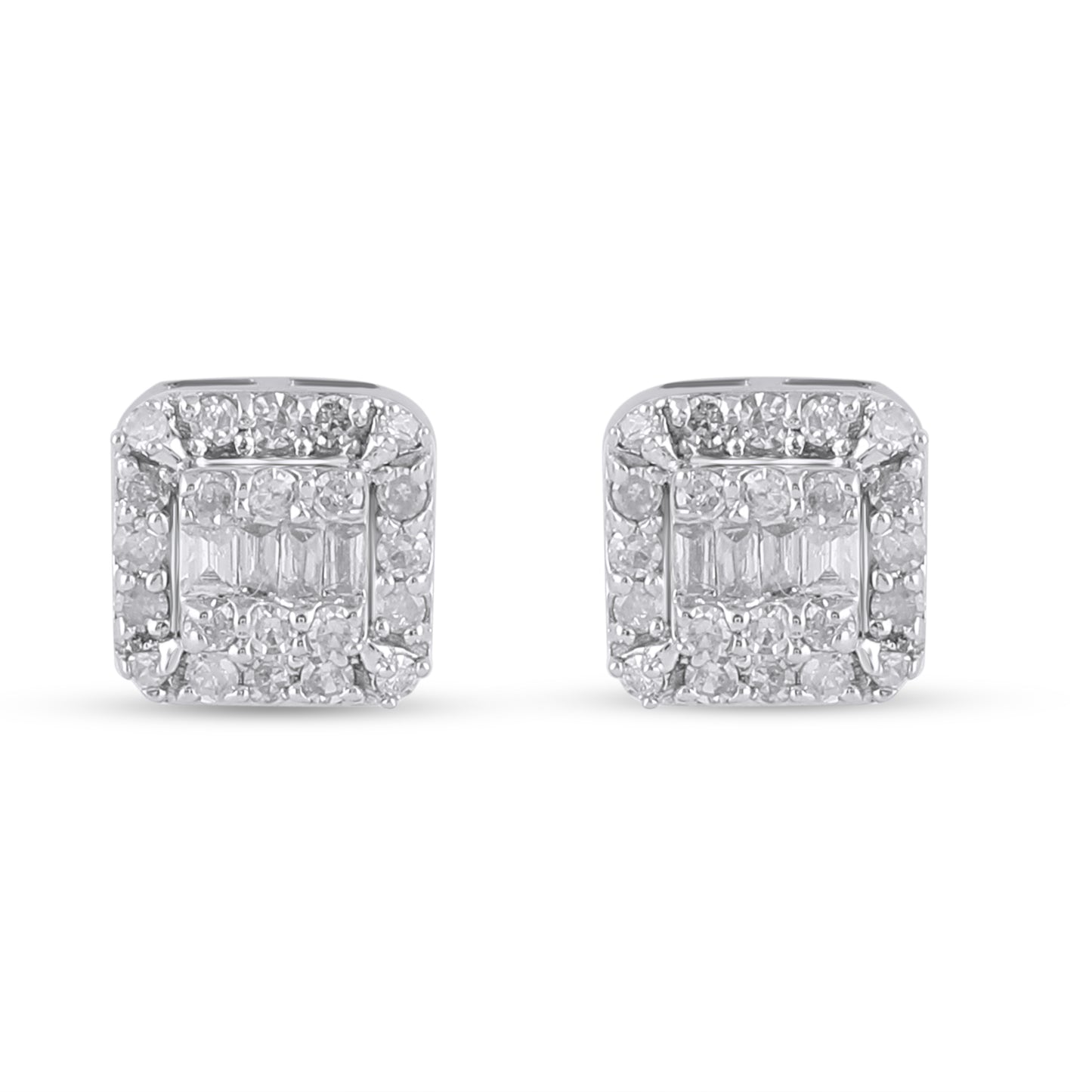 10K Yellow Or White Gold Diamond Square Earrings