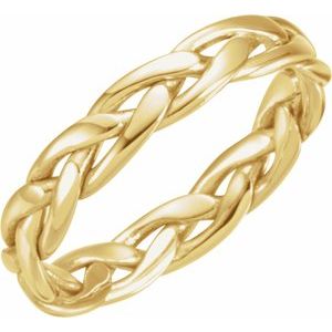 14K Yellow Gold 4.75 Mm Polished Hand-Woven Band Size 6.5