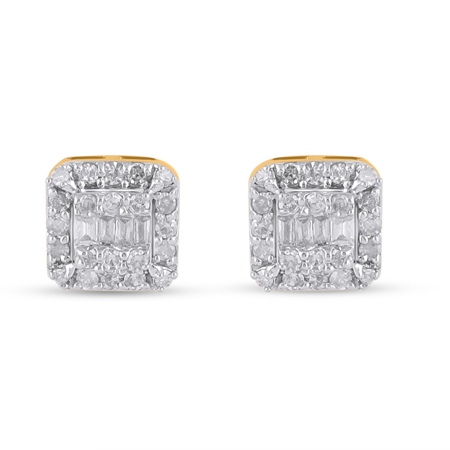 10K Yellow Or White Gold Diamond Square Earrings