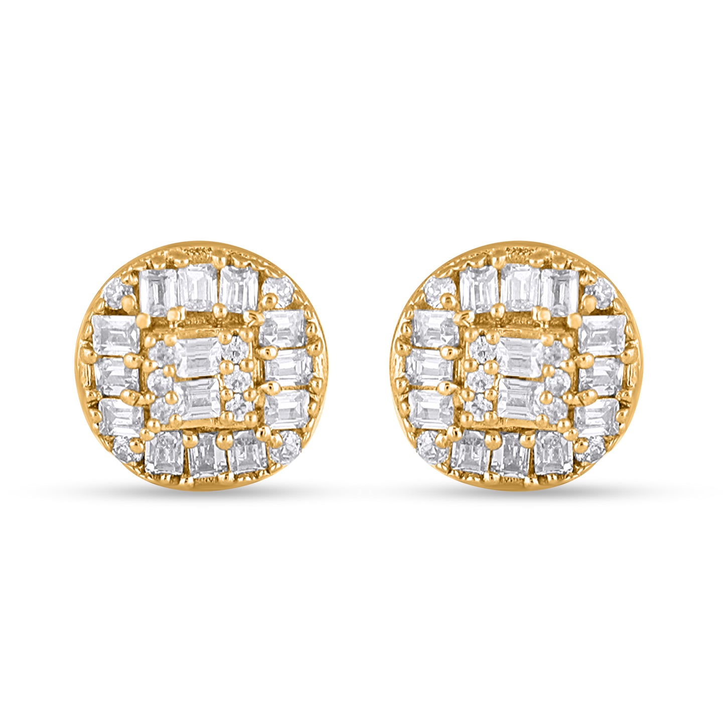 10K Yellow Or White Gold Diamond Round Earrings