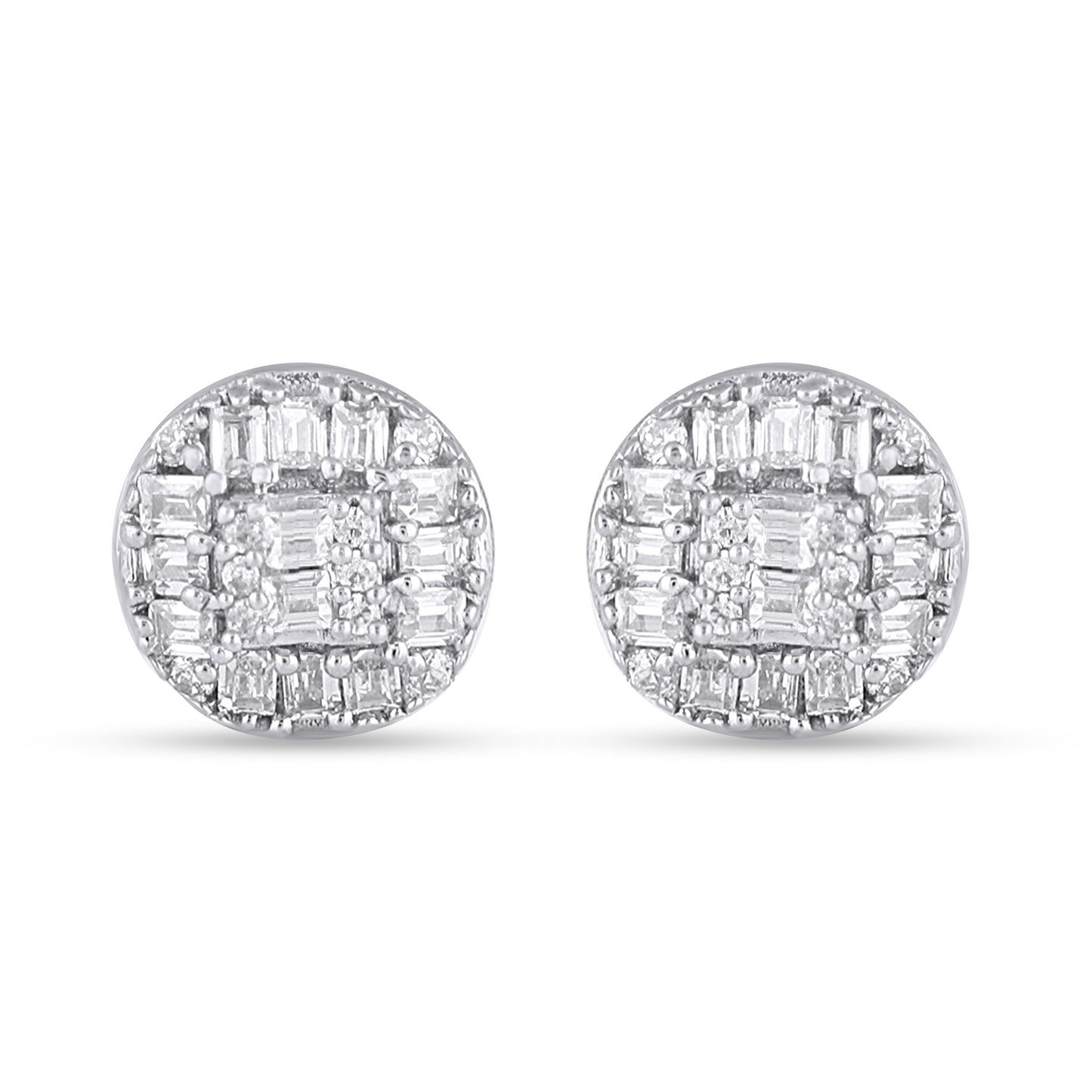 10K Yellow Or White Gold Diamond Round Earrings