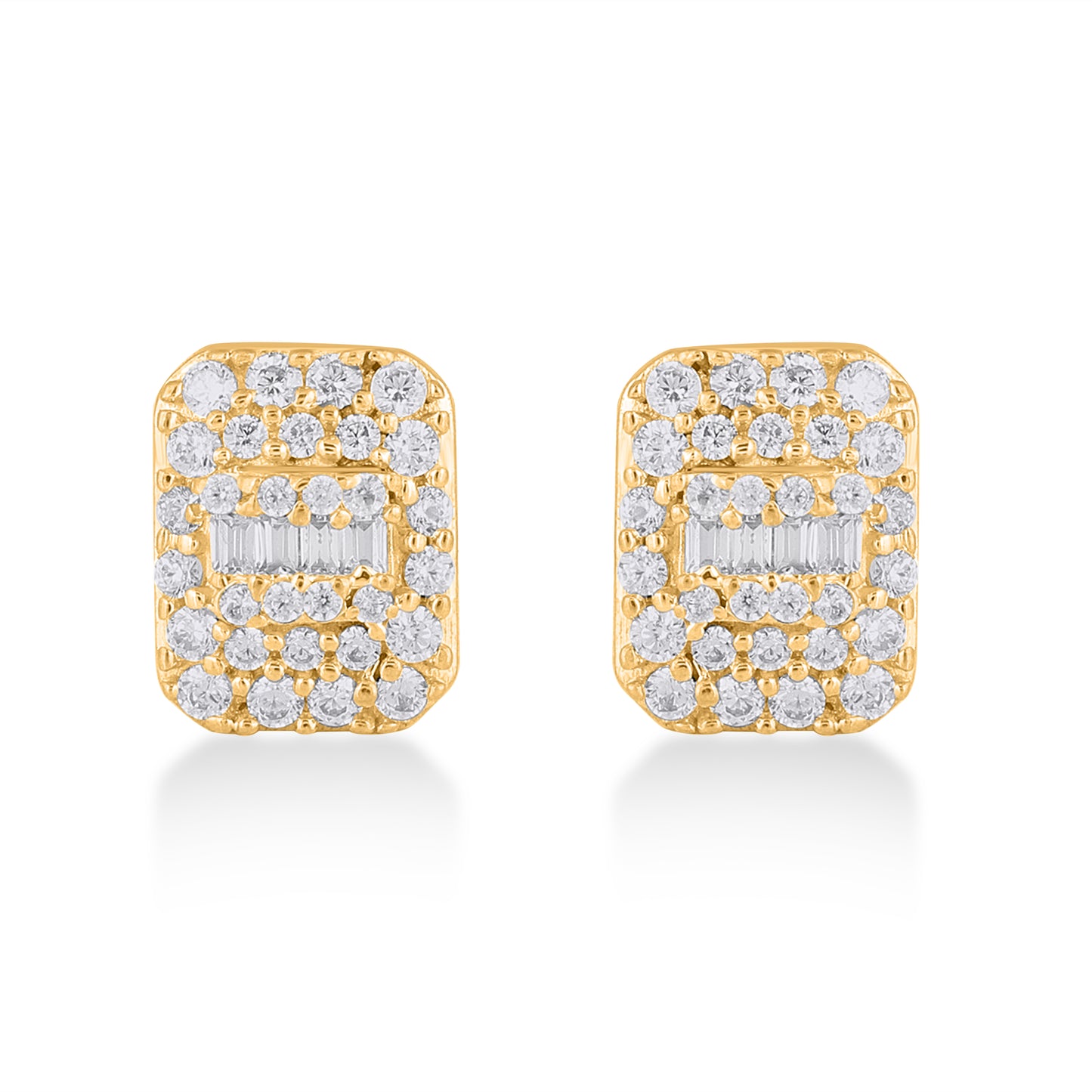 10K Yellow Gold Diamond Emerald Earrings