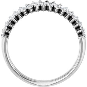 14K White Gold Marquise 3 X 1.5 Mm Polished 1 Ctw Lab-Grown Diamond Double Row Anniversary Band Size 7