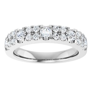 14K White Gold Lab-Grown Diamond Round 2.9 Mm Lab-Grown Diamond Polished 3/4 Ctw Lab-Grown Diamond Double Row Anniversary Band Size 7