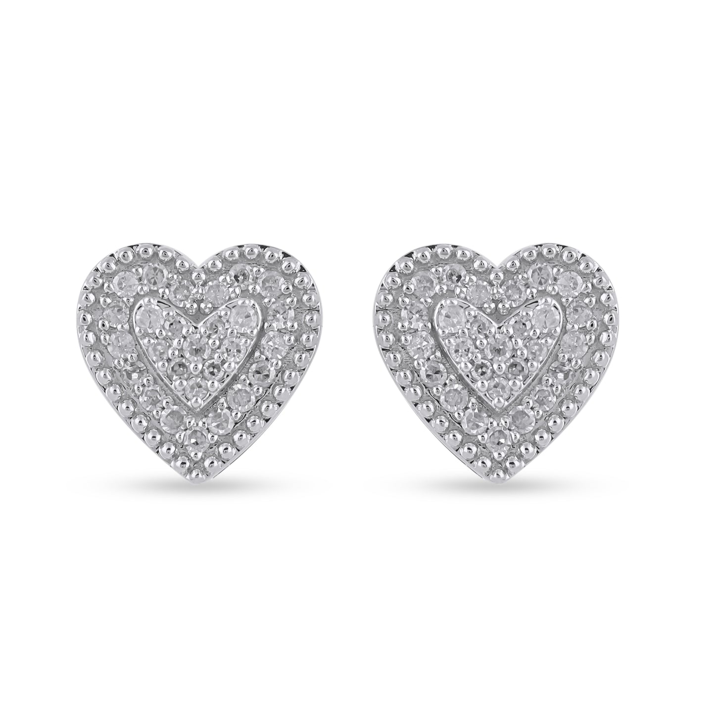10K Yellow Or White Gold Diamond Heart Earrings