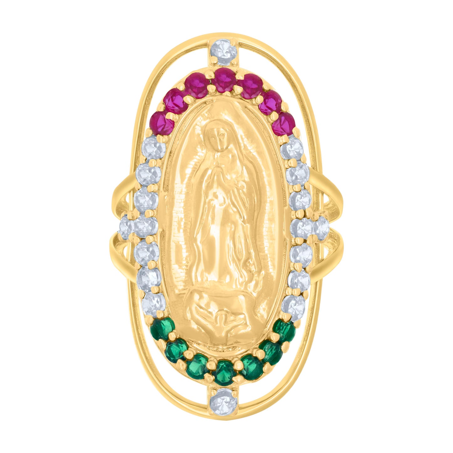 10K Yellow Gold Womens Cubic-Zirconia Guadalupe Religious Bridal Anniversary Engagement Wedding Ring