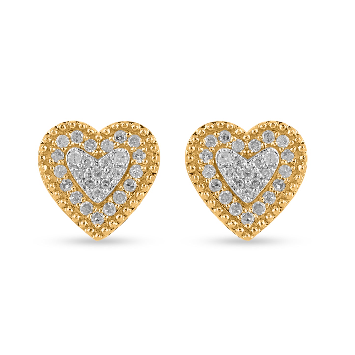 10K Yellow Or White Gold Diamond Heart Earrings