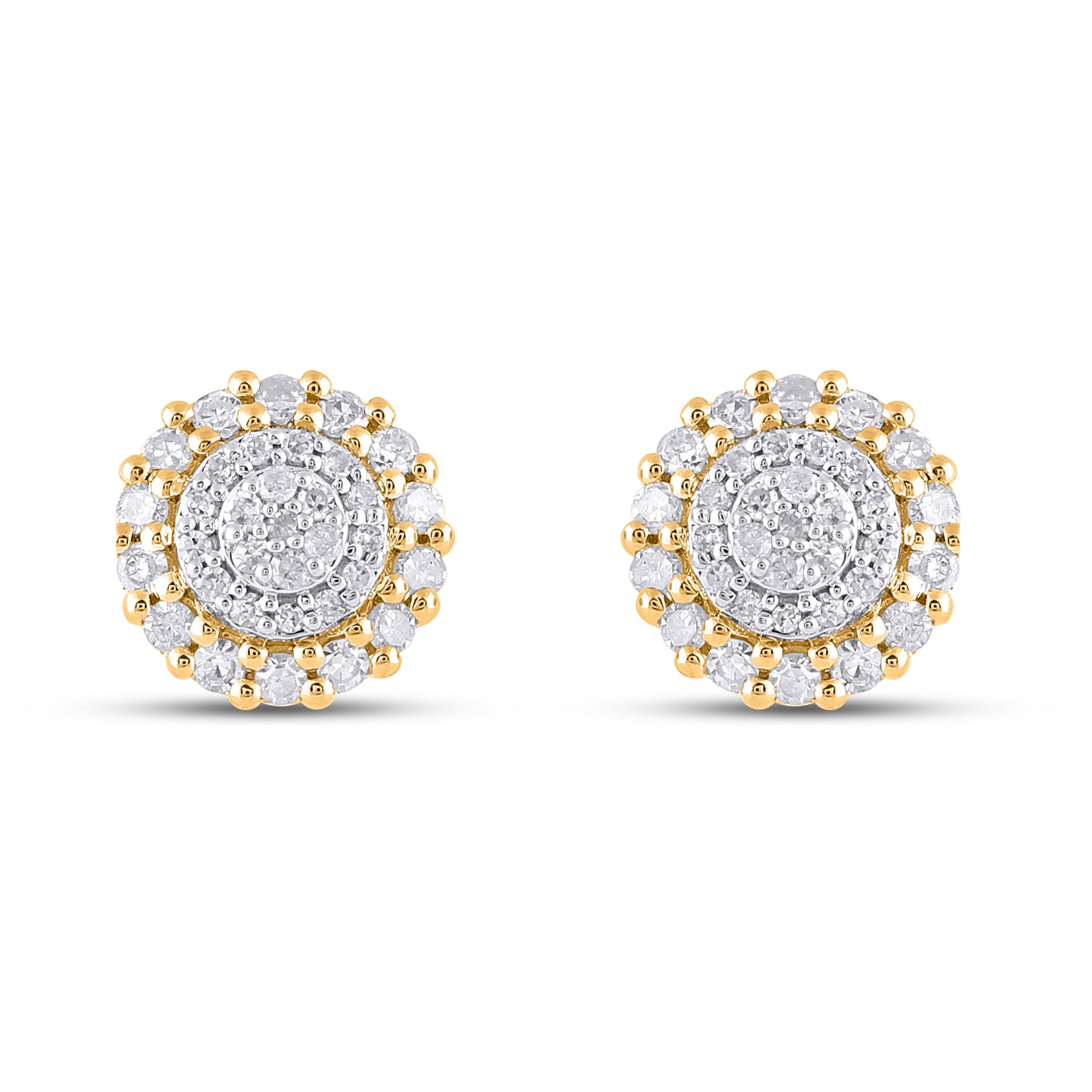 10K Yellow Gold Diamond Round Earrings