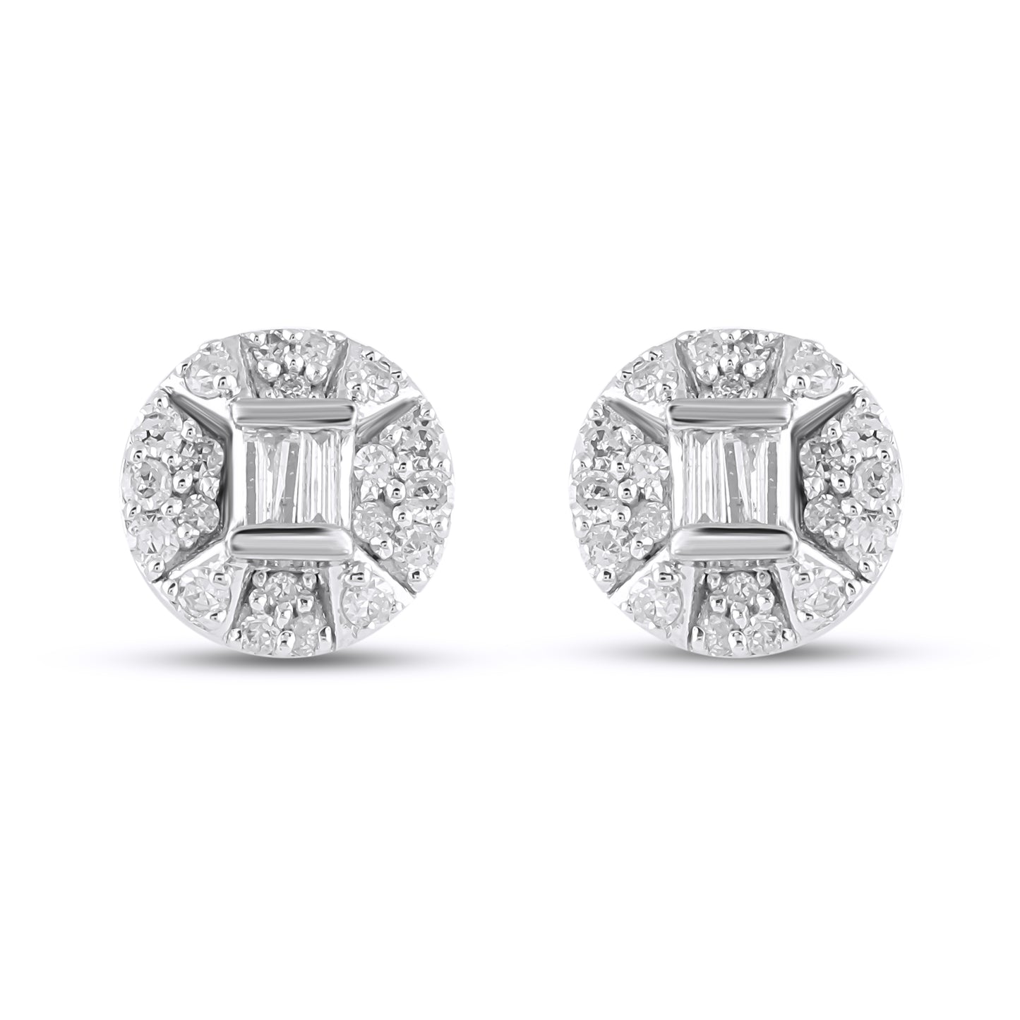 10K White Gold 0.25 Cttw Diamond Round Earrings
