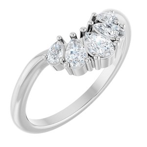 14K White Gold Lab-Grown Diamond Pear 4.5 X 3 Mm Lab-Grown Diamond Polished 1/2 Ctw Lab-Grown Diamond Contour Band Size 7