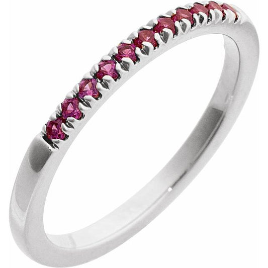 Sterling Silver Round 1.5 Mm Polished Natural Ruby Stackable Ring, Size 7