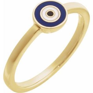 14K Yellow Gold Polished Evil Eye Ring Size 7