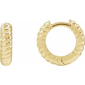 14K Yellow Or White Or Rose Gold Or Sterling Silver Hinged Polished Rope Huggie Earring, Length: 10.53 Mm, Thickness: 2.61 Mm