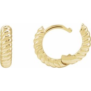 14K Yellow Gold Or Sterling Silver Pair Hinged Polished Rope Huggie Earrings, Length: 10.53 Mm, Thickness: 2.61 Mm