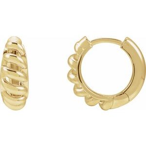 14K Yellow Gold Right Rope Dome Huggie Earring, Length: 12.9 Mm, Thickness: 5.6 Mm