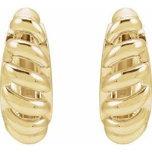 14K Yellow Gold Pair Dome Huggie Earrings, Length: 12.9 Mm, Thickness: 5.6 Mm