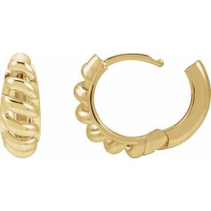 14K Yellow Gold Right Rope Dome Huggie Earring, Length: 12.9 Mm, Thickness: 5.6 Mm