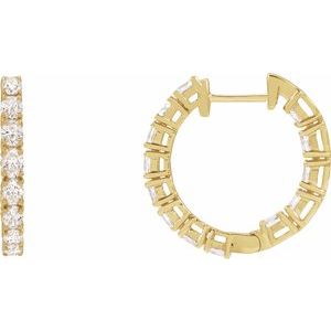 14K Yellow Gold Pair Oval Shape 3.2 X 2.3Mm Si1-Si2, Gh 2 5/8 Ctw Lab-Grown Diamond Hoop Earrings, Length: 20.67 Mm, Thickness: 2.5 Mm