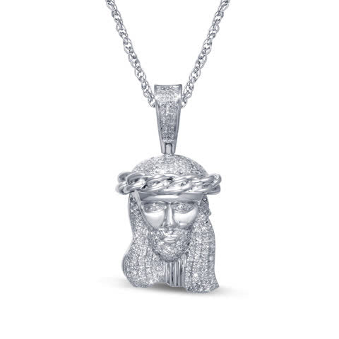 10K Two Tone Gold 0.43 Cttw Diamond Jesus Head Charm