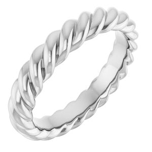14K Yellow Or White Or Rose Gold Or Sterling Silver Or Platinum Skinny Rope Band