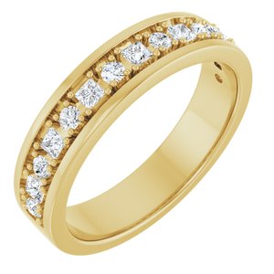 14K Yellow Gold Square 2 X 2 Mm 1/2 Ctw Natural Diamond Band Size 10