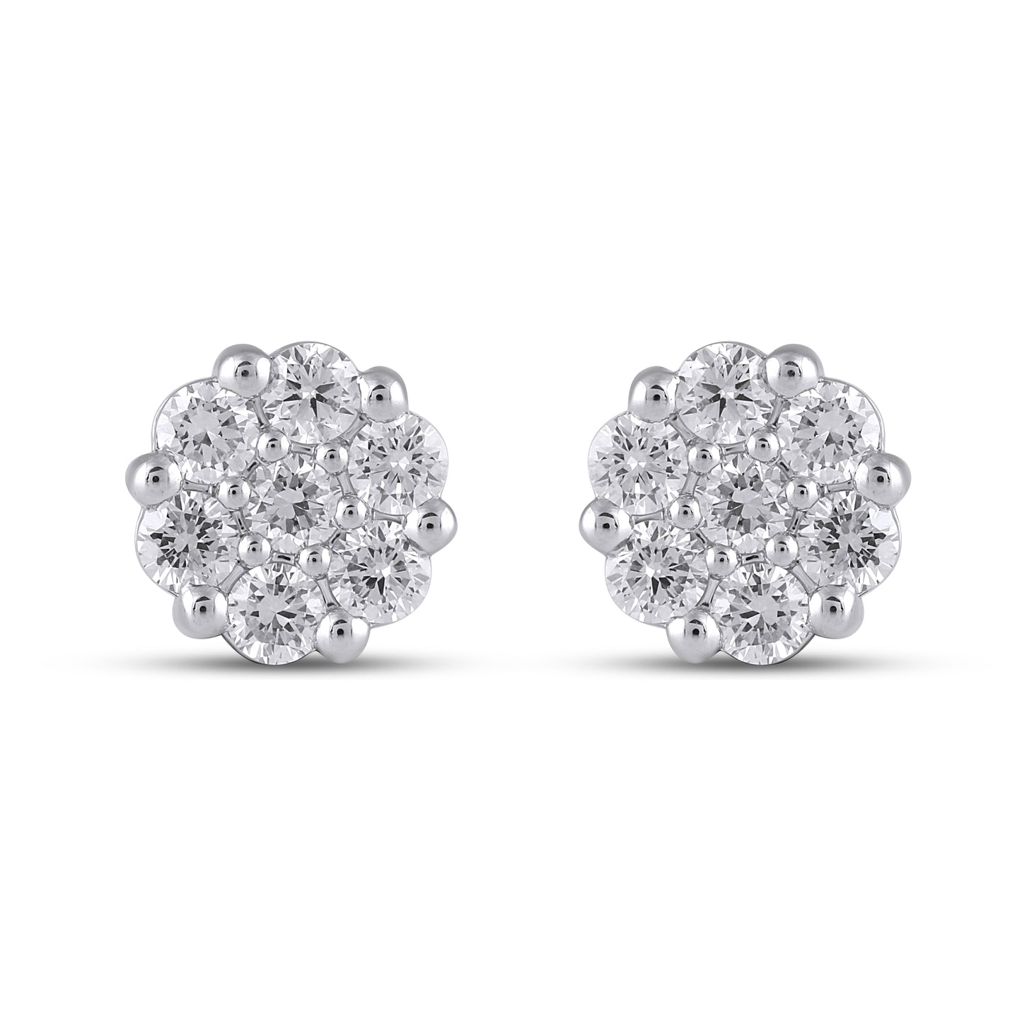 14K White Gold 0.98 Cttw Lab Grown Diamond Flower Earrings