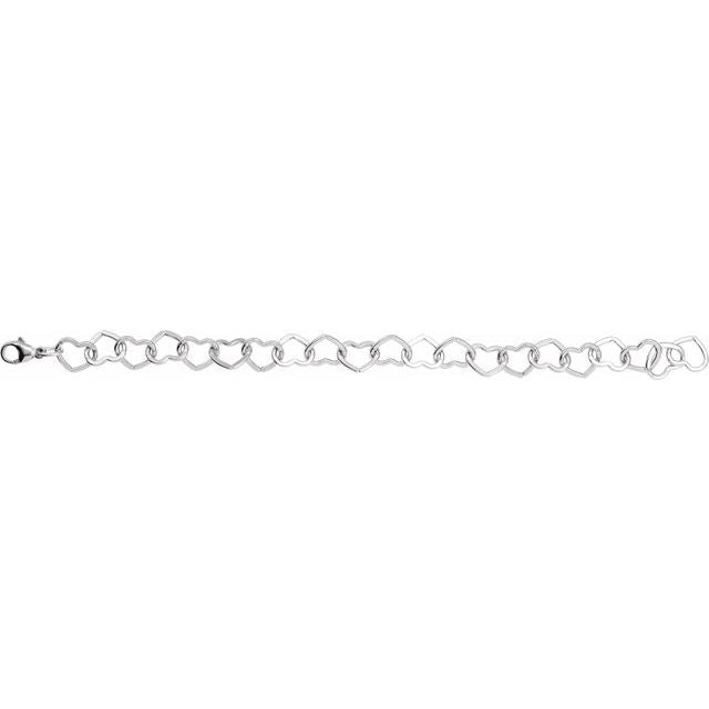 14K Yellow Gold-Filled Or Sterling Silver Heart 9 Mm 7 In Lobster Clasp Polished Heart Chain