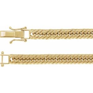 18K Yellow Gold Diamond Cut Triple Curb Chain, Width: 6.2 Mm