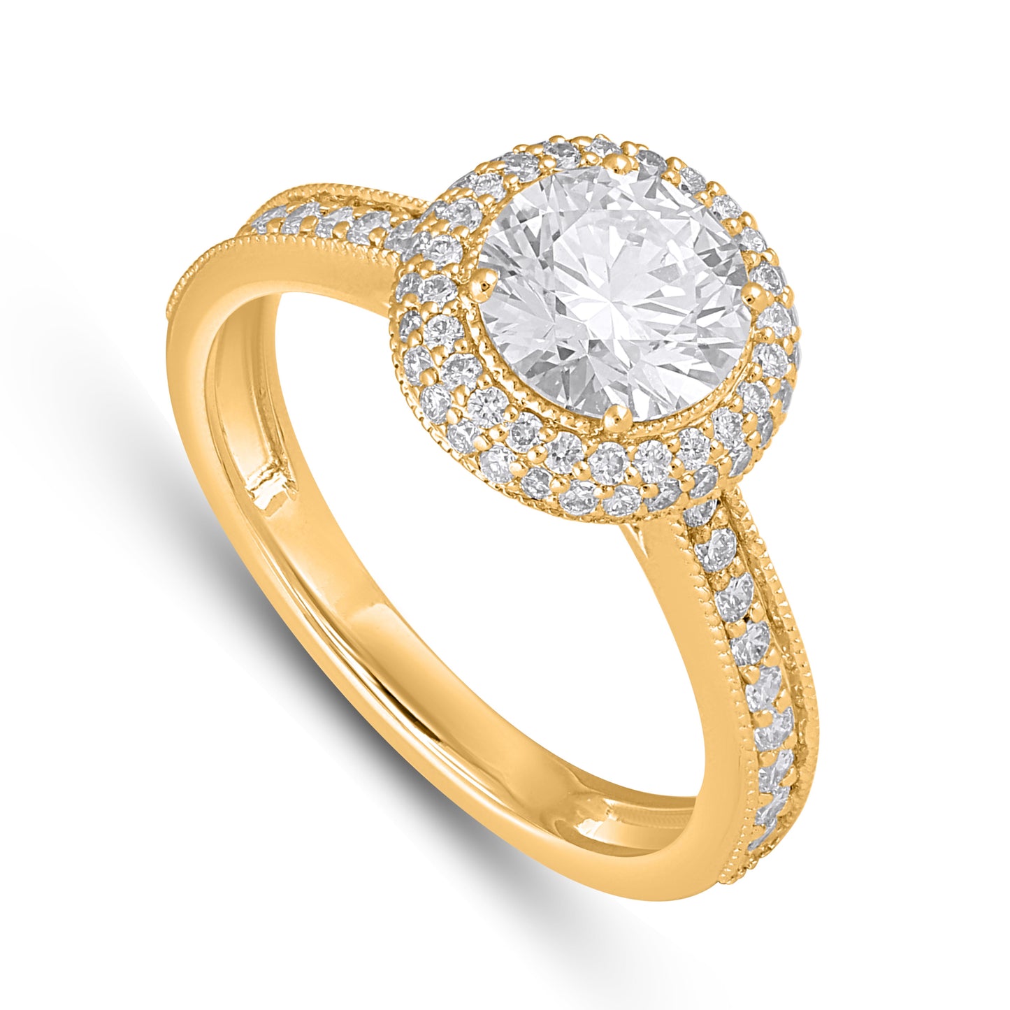 14K Yellow Gold 1.70 Cttw Lab Grown Diamond Ladies Ring