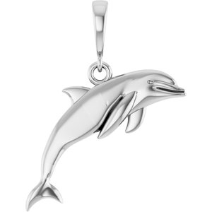 Sterling Silver 22 X 16.7 Mm Polished Dolphin Pendant