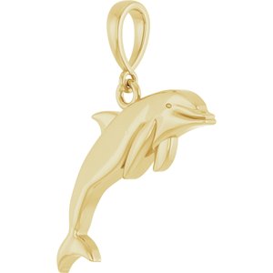 14K Yellow Gold 22 X 16.7 Mm Polished Dolphin Pendant