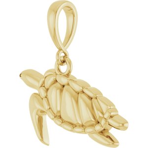 14K Yellow Gold 16.9 X 16.6 Mm Polished Sea Turtle Pendant