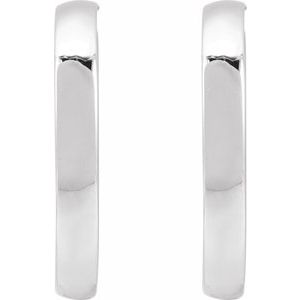 14K White Gold Pair Hoop Earrings, Length: 40 Mm, Thickness: 6 Mm