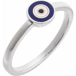 Sterling Silver Polished Evil Eye Ring Size 7